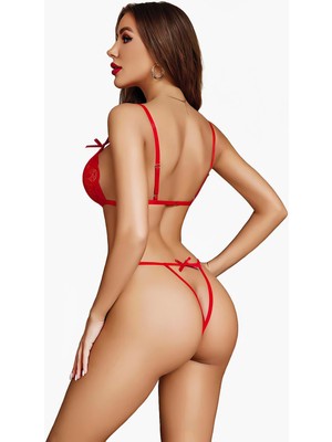 İlk El Grup Ieg™ Özel Bölgesi Açık Göğüs Detaylı Kırmızı Fantezi Body