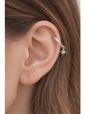 Sacce Scarves & Accessories Kutup Yıldızı Halka Tragus Piercing Helix Kıkırdak Küpesi Gümüş Renkli