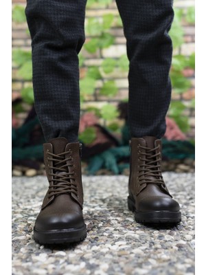 Conteyner Riccon Kahverengi Fermuarlı Erkek Bot 0012856 Düz Topuklu Ortapedik İç Taban Özelliği ile Rahat