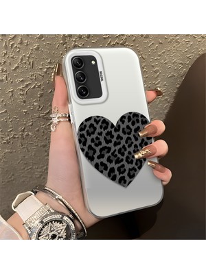 HONTINGA Samsung Galaxy S21 Fe ile Uyumlu Kılıfı Silikon Kenar Sert Arka Düşüme Önleyici Basitlik Anti Düşme Kamera Korumali Leopar Kalp Desen Telefon Kılıfı Kadın ve Erkek Için Uygundur K1-0715