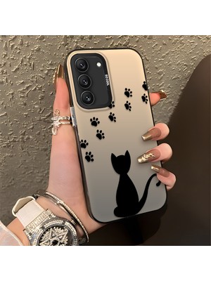 HONTINGA Samsung Galaxy S22 ile Uyumlu Kılıfı Silikon Kenar Sert Arka Düşüme Önleyici Basitlik Anti Düşme Kamera Korumali Kedi Desen Telefon Kılıfı Kadın ve Erkek Için Uygundur K1-0711