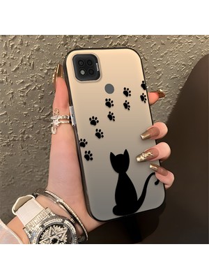HONTINGA Poco C31 ile Uyumlu Kılıfı Silikon Kenar Sert Arka Düşüme Önleyici Basitlik Anti Düşme Kamera Korumali Kedi Desen Telefon Kılıfı Kadın ve Erkek Için Uygundur K1-0711