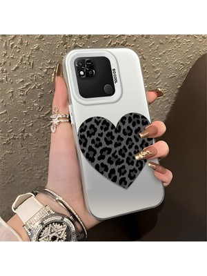 HONTINGA Xiaomi Redmi 9c ile Uyumlu Kılıfı Silikon Kenar Sert Arka Düşüme Önleyici Basitlik Anti Düşme Kamera Korumali Leopar Kalp Desen Telefon Kılıfı Kadın ve Erkek Için Uygundur K1-0715