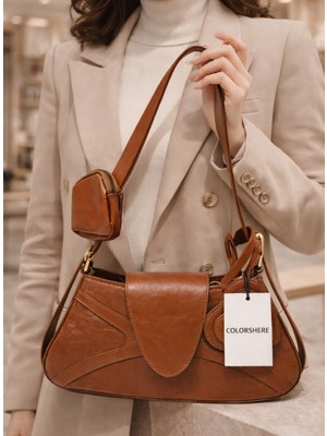 COLORSHERE Taba Omuz Çantası Ayarlanabilir Askılı Kalp Aksesuar Detaylı Kadın Çanta