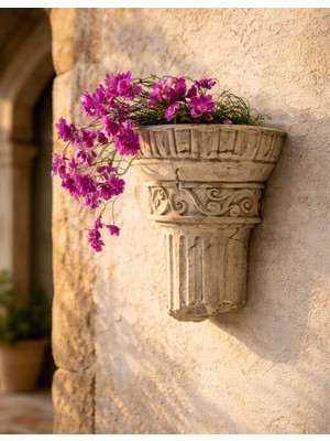 Yaratıcı Sanatlar Atölyesi Duvar Saksısı Büyük Boy 30 cm Roma Sütunu Tasarım Saksı Vazo Özel Tasarım El Yapımı Dekoratif Saksı