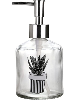 Hype Store Cam Sıvı Sabunluk,kaktüs 1 Desen 300ML 7,6X15,5CM