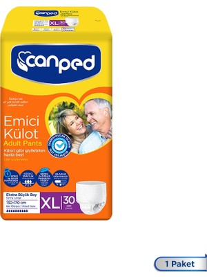 Canped XL 30'lu Emici Külot Ekstra Büyük Kadın Erkek İçin Nefes Alan Yapı ile Güvenli Koruma