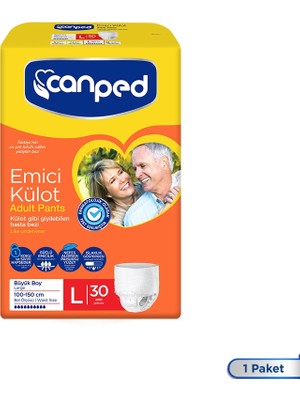 Canped Emici Külot Large 30'lu Paket Nefes Alan Tasarım ile Güçlü Emicilik Sağlayan Hasta Bezi