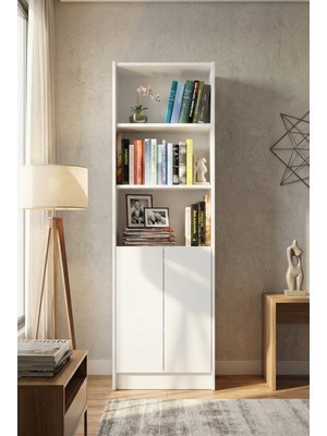 Yeti Mobilya FLAT56 Kitaplık 2 Kapaklı Kütüphane Çok Amaçlı Dolap