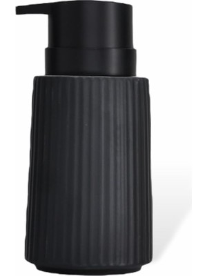 Hype Store New Max Premium Serisi 300 ml Sıvı Sabunluk Çizgili Seramik Sıvı Sabunluk Dispencer Siyah
