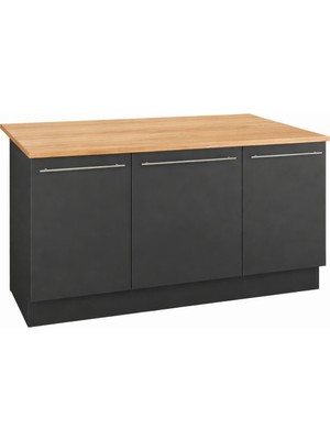 T Designo Stella Mutfak Adası Alt Modül 180 cm Antrasit Tezgah Dahil