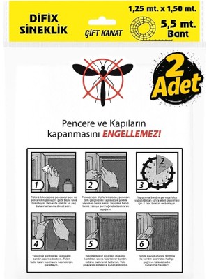 Hype Store Proalet Çift Kanat Pratik Sineklik, 1,25 M x 1.5 M Tül, Kapı & Pencere Uyumlu, 5,5 M Yapıştırma Bant