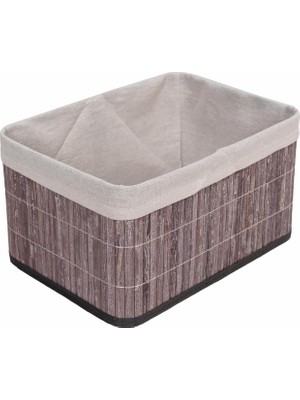 Hype Store Bambu Çok Amaçlı Saklama Düzenleyici Derin Boy Organizer, Dekoratif Bambu Düzenleyici Gri (32X23X17C