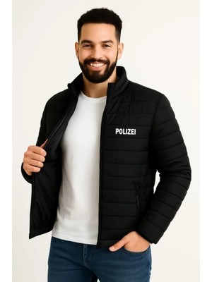 İlk El Grup Ieg™ Erkek Mikro Su Itici Kapitone Baskılı Astarlı Fermuarlı Bomber Mont - Siyah