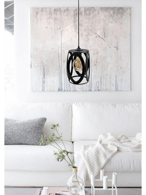 Hype Store Endüstriyel Siyah Metal Oval Model Tekli Sarkıt Salon Hol Mutfak Avize Modelleri