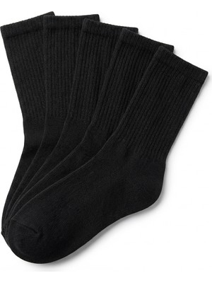 Lykos Kadın Siyah Pamuklu Soket Boy Çorap 5’li Paket