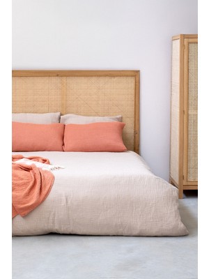 Barine Koza Pamuklu Gaze Dokulu Nevresim Seti Bej