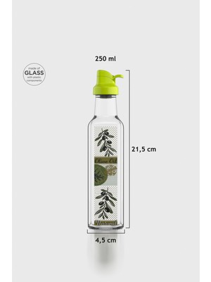 Renga Oslo Desenli 250 ml Yeşil Kapaklı Cam Yağlık 152005