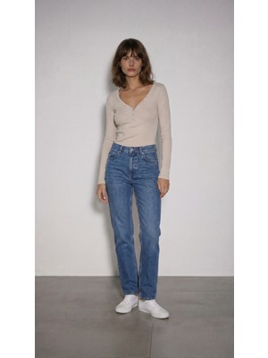 Babokah Düğmeli Patlı Uzun Kollu Üst