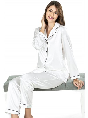 İlk El Grup Ieg™  Ekru Ikili Saten Gecelik Pijama Takımı 7647