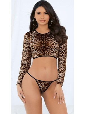 İlk El Grup Ieg™ Özel Tasarım Leopar Desenli Bolerolu Fantezi String Takımı
