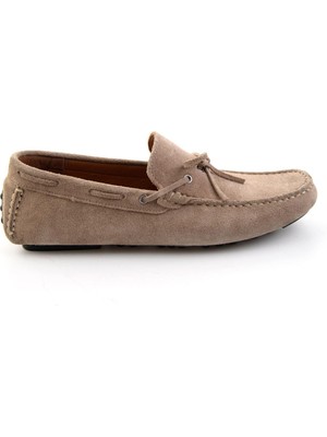 Bambi Bej Hakiki Deri Erkek Loafer Ayakkabı E01547009902