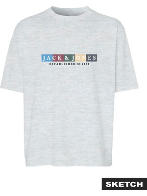 Jack & Jones Erkek Gögüs Logo Baskili Bisiklet Yaka Tisört - Nantucket