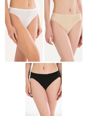 İlk El Grup Ieg™ Pamuklu Siyah Beyaz Ten Rengi 3'lü Külot