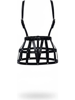 İlk El Grup Ieg™ Siyah Etek Deri Kafes Yapılı Perçin Detaylı Etek Mini Etek - BRF1252