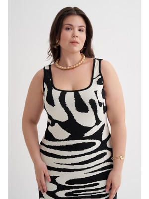 Myline Desenli Triko Elbise