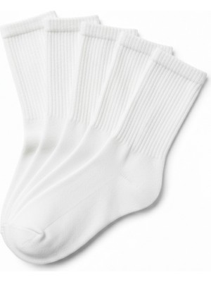 Lykos Erkek Beyaz Pamuklu Soket Boy Çorap 5’li Paket