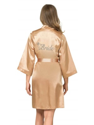 İlk El Grup Ieg™  Gold Kısa Saten Bride Sabahlık