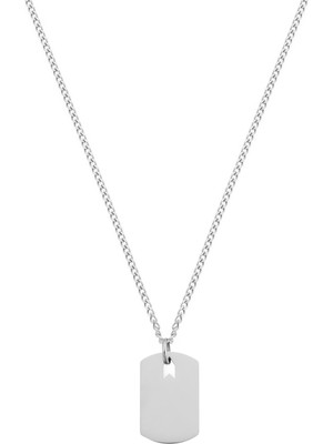 Gümüş Kaplama Çelik Büyük Plaka Kolye