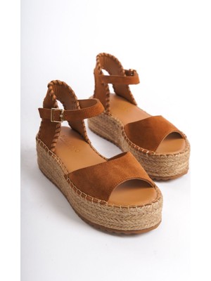 Mubiano Collection Mubiano Hakiki Deri Collection Kadın Süet Platform Espadril Taba -MCRGN290-TB