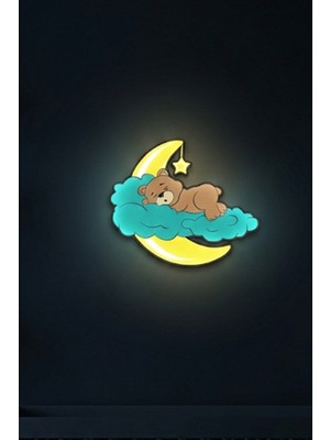 MEKTrend Uyuyan Ayı Tasarımlı Çocuk Odası Dekoratif Aydınlatma Gece Lambası (22X22CM)