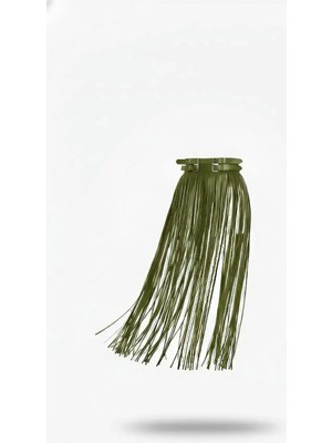 İlk El Grup Ieg™ Haki Etek Uzun Püsküllü Suni Deri Etek - BRF1090