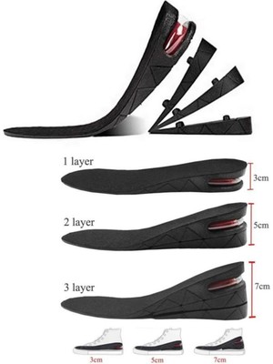 Özgürce Yastıklı 7 cm Tam Boy Tabanlık, Gizli Topuk Uzatıcı, Rahat ve Şık