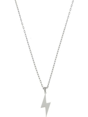 Gümüş Kaplama Çelik Şimşek Kolye