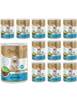 Hype Store Cuddy Yetişkin Kedi Balıklı ve Jöleli Konserve Mama 400 gr x 12 Adet