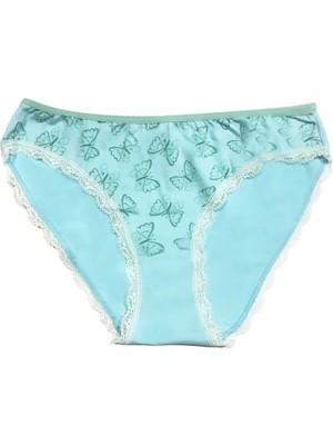 İlk El Grup Ieg™ Berrak Kadın Için Kenarları Beyaz Dantelli Mavi Renk Bikini Kod 11242