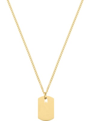 Altın Kaplama Çelik Büyük Plaka Kolye