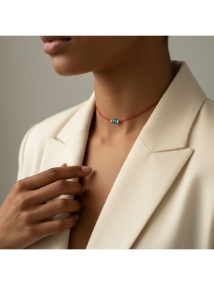 Altıncık 14 Ayar Altın Nazar Dorika Ipli Kolye