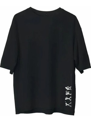 İlk El Grup Ieg™ Bisiklet Yaka Baskılı Oversize T-Shirt - Siyah