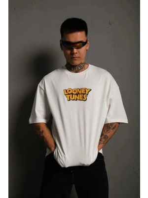 İlk El Grup Ieg™ Bisiklet Yaka Baskılı Oversize T-Shirt - Beyaz