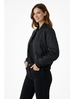 İlk El Grup Ieg™ Kadın Premium Bomber Ceket Çıtçıt Kapamalı, Ribana Manşetli, Astarlı, Regular Fit Mon