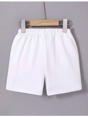 İlk El Grup Ieg™ Beli Lastikli Mini Düz Şort - Beyaz
