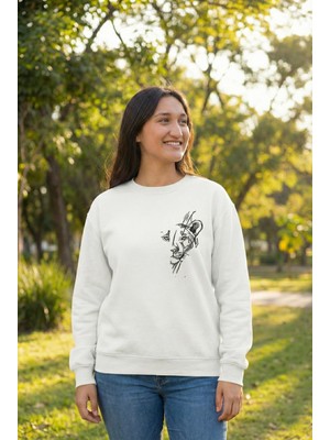 İlk El Grup Ieg™ Sevgililer Günü Özel Bisiklet Yaka Baskılı Oversize Sweatshirt - Beyaz