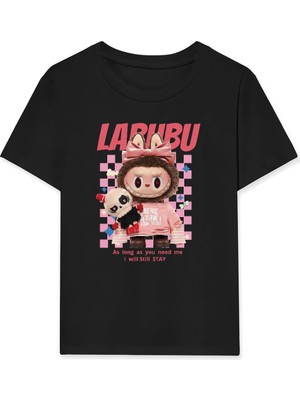 İlk El Grup Ieg™ Labubu   Baskılı T-Shirt - Siyah