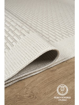 Estiva Home Gri-Krem Bordürlü Sisal Halı | Pamuk Taban, Kaymaz, Makinede Yıkanabilir