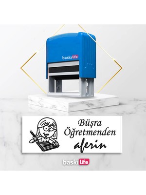 Baskı Life Aferin Öğretmen Kaşesi  Kitap Mührü Kitap Damgası Kişiye Özel Kaşe 624